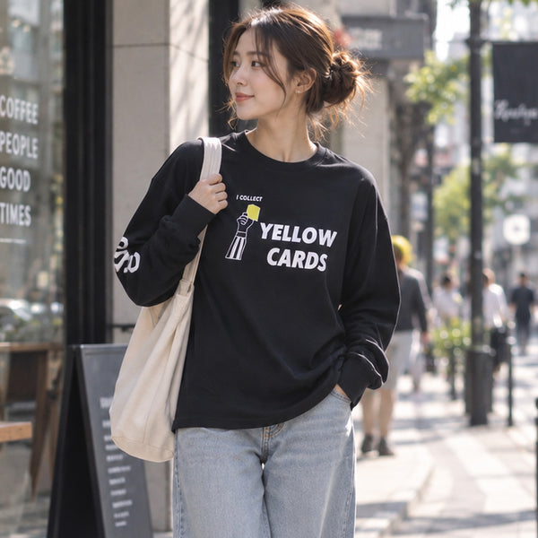 警告紙+1 長袖Tシャツ
