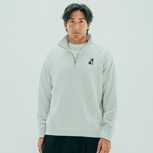 パイド ルーズフィットハーフZIPスウェット