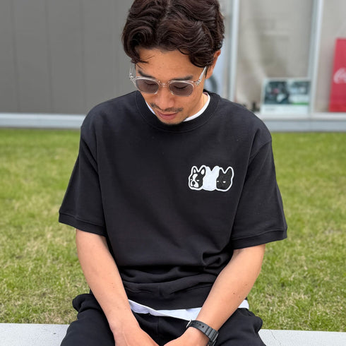 3連ロゴ ルーズシルエットハーフスリーブスウェット