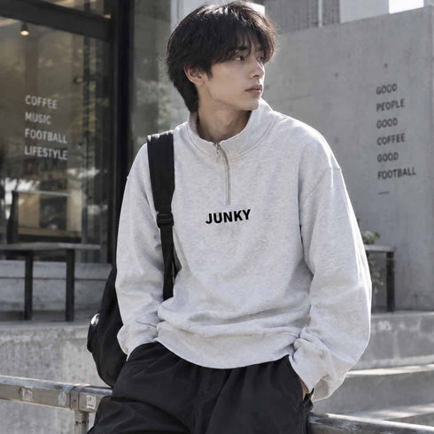 JUNKY ルーズフィットハーフZIPスウェット