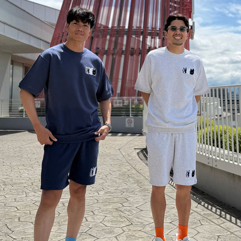 3連ロゴ ルーズシルエットハーフスリーブスウェット